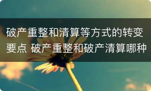 破产重整和清算等方式的转变要点 破产重整和破产清算哪种方式好些