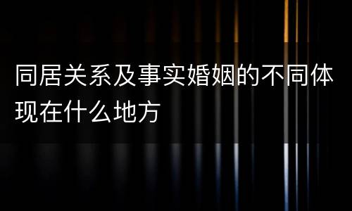 同居关系及事实婚姻的不同体现在什么地方