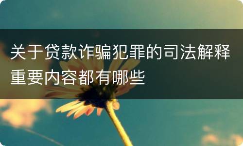 关于贷款诈骗犯罪的司法解释重要内容都有哪些