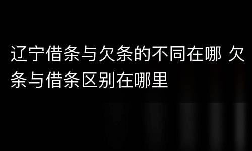 辽宁借条与欠条的不同在哪 欠条与借条区别在哪里