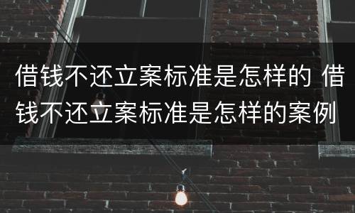 借钱不还立案标准是怎样的 借钱不还立案标准是怎样的案例