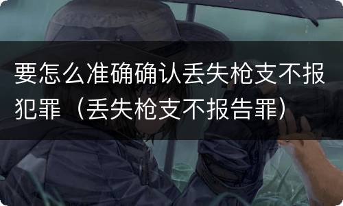 要怎么准确确认丢失枪支不报犯罪（丢失枪支不报告罪）