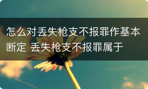 怎么对丢失枪支不报罪作基本断定 丢失枪支不报罪属于