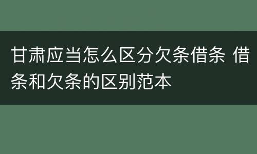 甘肃应当怎么区分欠条借条 借条和欠条的区别范本