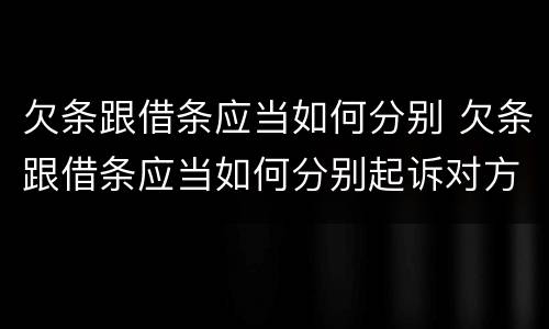 欠条跟借条应当如何分别 欠条跟借条应当如何分别起诉对方