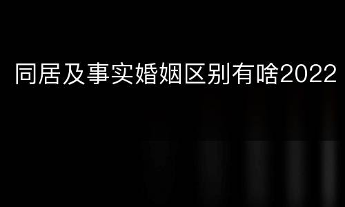 同居及事实婚姻区别有啥2022