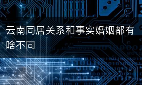 云南同居关系和事实婚姻都有啥不同