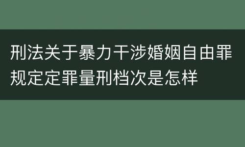 刑法关于暴力干涉婚姻自由罪规定定罪量刑档次是怎样