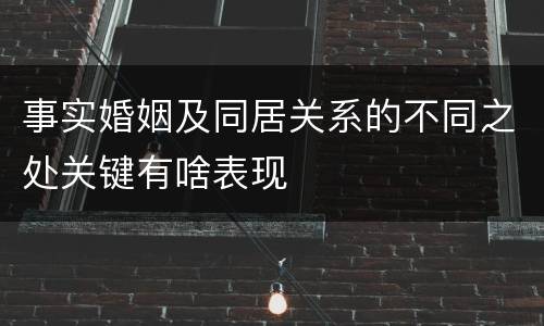事实婚姻及同居关系的不同之处关键有啥表现