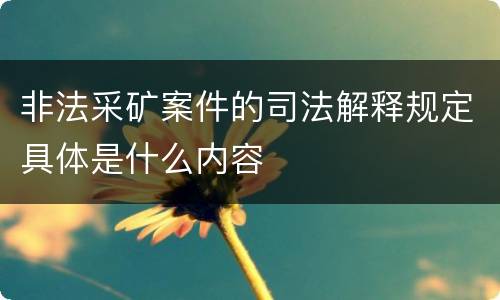非法采矿案件的司法解释规定具体是什么内容