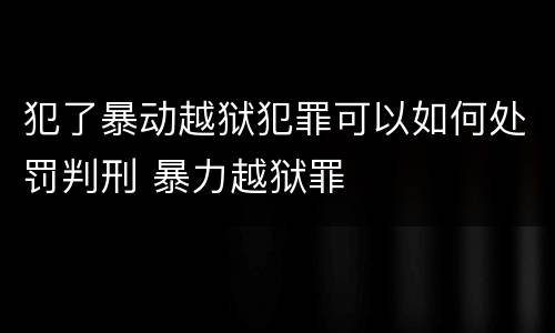 犯了暴动越狱犯罪可以如何处罚判刑 暴力越狱罪