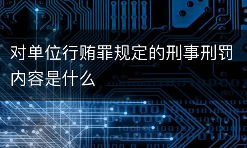 对单位行贿罪规定的刑事刑罚内容是什么