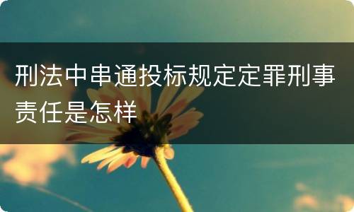 刑法中串通投标规定定罪刑事责任是怎样