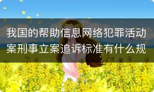 我国的帮助信息网络犯罪活动案刑事立案追诉标准有什么规定