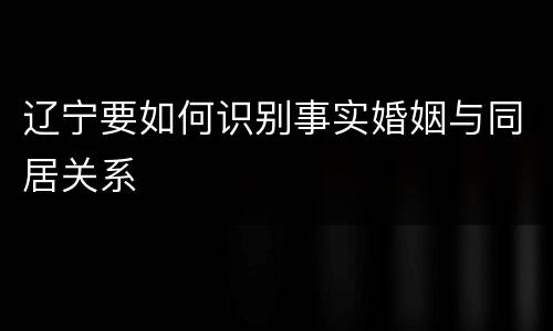 辽宁要如何识别事实婚姻与同居关系