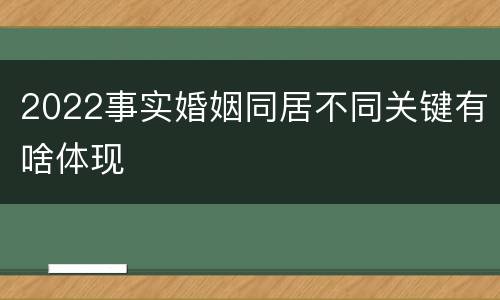 2022事实婚姻同居不同关键有啥体现