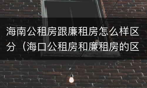 海南公租房跟廉租房怎么样区分（海口公租房和廉租房的区别）
