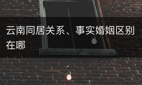 云南同居关系、事实婚姻区别在哪