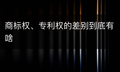 商标权、专利权的差别到底有啥