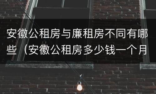 安徽公租房与廉租房不同有哪些（安徽公租房多少钱一个月）
