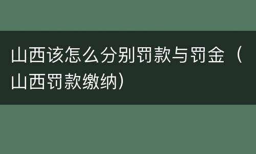 山西该怎么分别罚款与罚金（山西罚款缴纳）