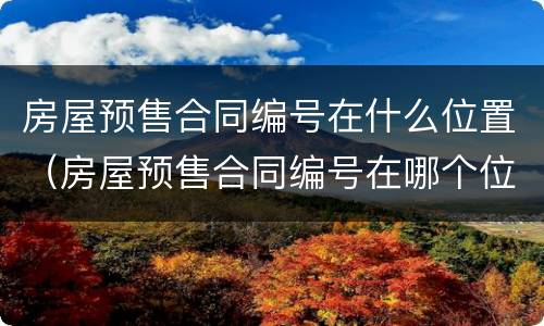 房屋预售合同编号在什么位置（房屋预售合同编号在哪个位置）