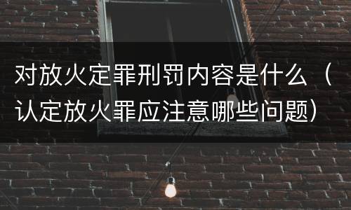 对放火定罪刑罚内容是什么（认定放火罪应注意哪些问题）