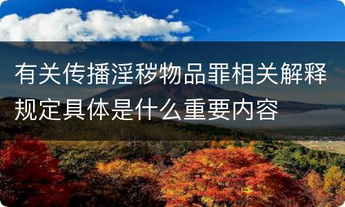 有关传播淫秽物品罪相关解释规定具体是什么重要内容