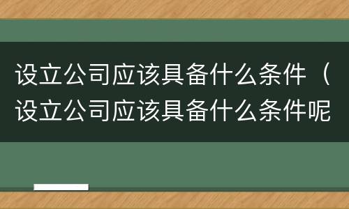 设立公司应该具备什么条件（设立公司应该具备什么条件呢）