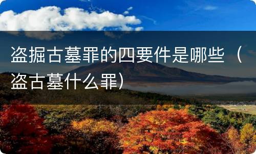 盗掘古墓罪的四要件是哪些（盗古墓什么罪）