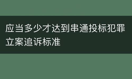 应当多少才达到串通投标犯罪立案追诉标准