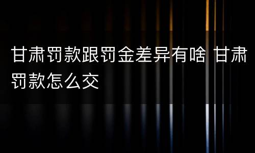 甘肃罚款跟罚金差异有啥 甘肃罚款怎么交