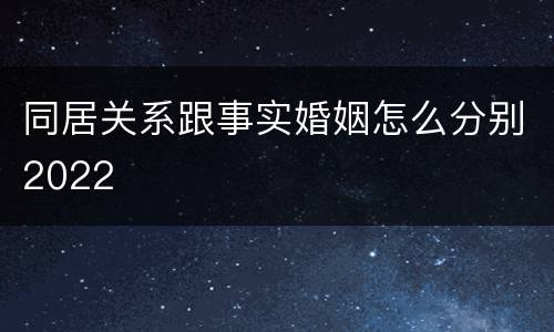 同居关系跟事实婚姻怎么分别2022