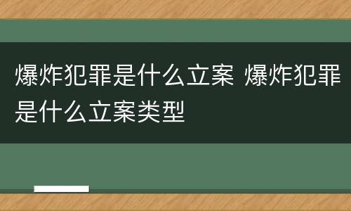 爆炸犯罪是什么立案 爆炸犯罪是什么立案类型