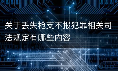 关于丢失枪支不报犯罪相关司法规定有哪些内容