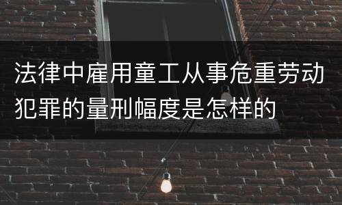 法律中雇用童工从事危重劳动犯罪的量刑幅度是怎样的