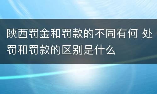 陕西罚金和罚款的不同有何 处罚和罚款的区别是什么