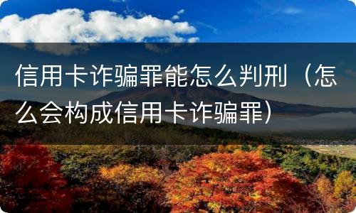 信用卡诈骗罪能怎么判刑（怎么会构成信用卡诈骗罪）