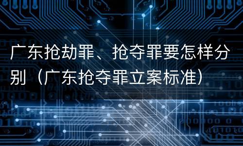 广东抢劫罪、抢夺罪要怎样分别（广东抢夺罪立案标准）