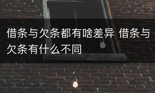 借条与欠条都有啥差异 借条与欠条有什么不同