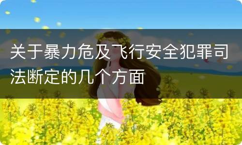 关于暴力危及飞行安全犯罪司法断定的几个方面