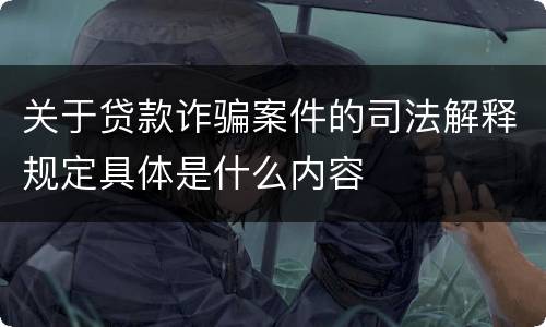 关于贷款诈骗案件的司法解释规定具体是什么内容