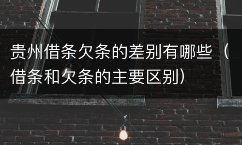 贵州借条欠条的差别有哪些（借条和欠条的主要区别）
