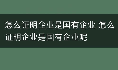 怎么证明企业是国有企业 怎么证明企业是国有企业呢