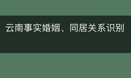 云南事实婚姻、同居关系识别