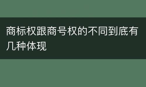 商标权跟商号权的不同到底有几种体现