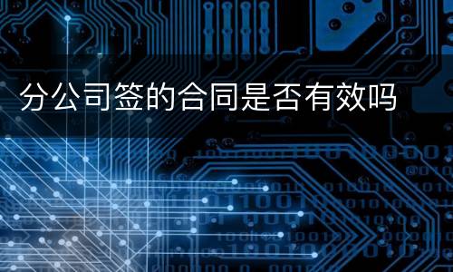 分公司签的合同是否有效吗