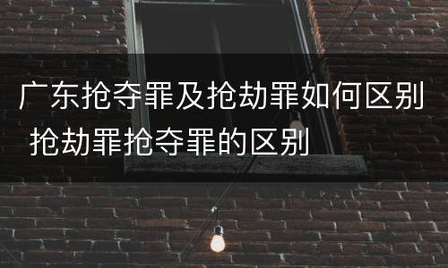 广东抢夺罪及抢劫罪如何区别 抢劫罪抢夺罪的区别