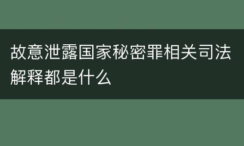 故意泄露国家秘密罪相关司法解释都是什么