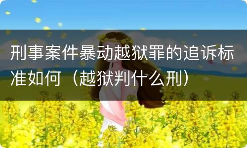 刑事案件暴动越狱罪的追诉标准如何（越狱判什么刑）